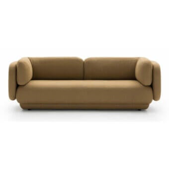 Distinguished Ditre Italia Vento sofa with smooth matte tan textile upholstery and unified seat backrest design