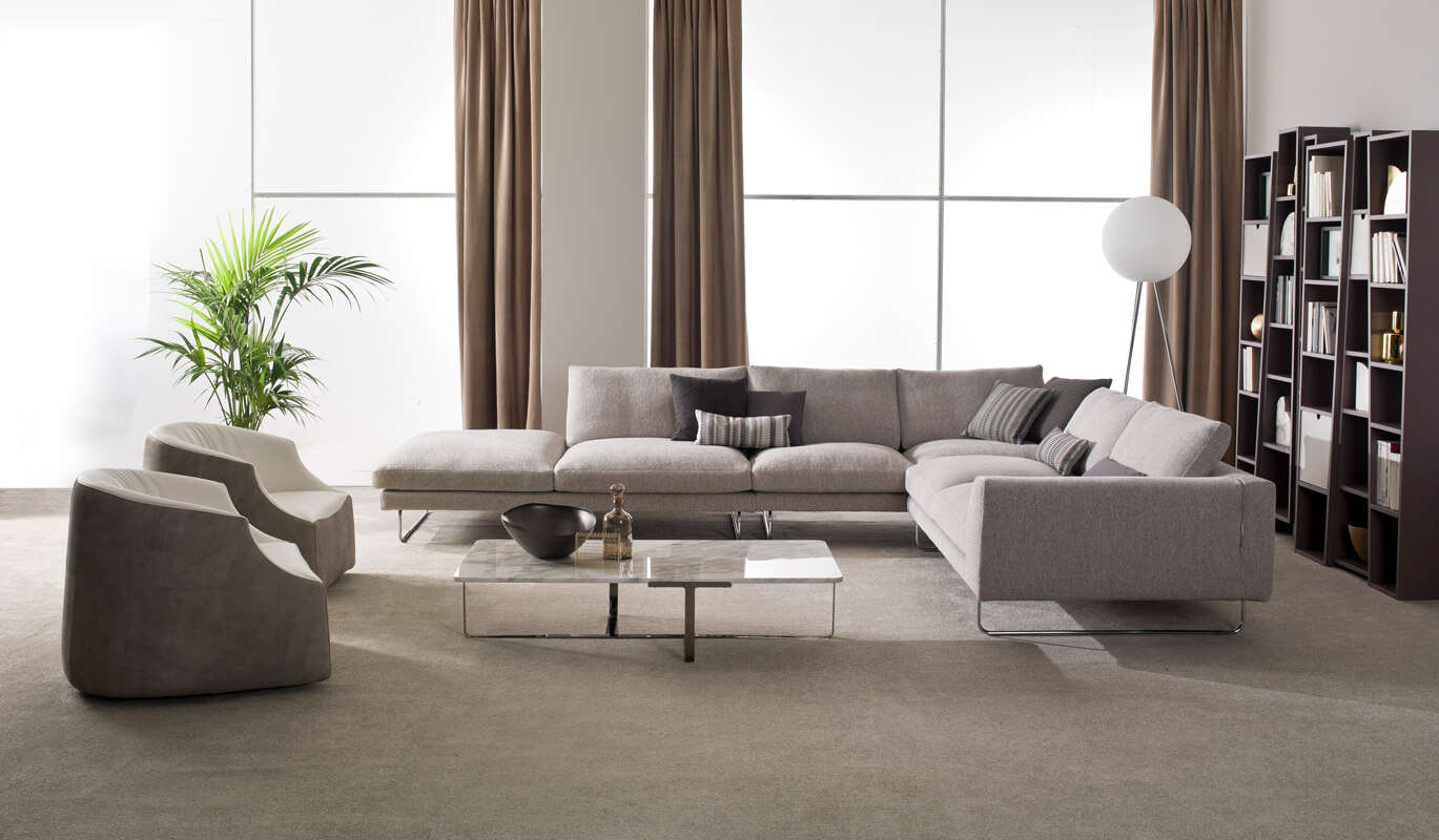 Exceptional 4 Mariani Joshua coffee and side table with bronzed glass tops and curved flat steel frame built in aluminium color