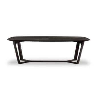 Exceptional 4 Mariani Way table with dark muted brown wood and intersecting base showcasing a satin finish