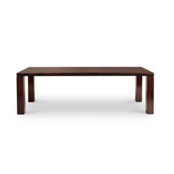 Exceptional 4 Mariani Sera table with ebony veneer, showcasing pronounced grain and skillful wood construction
