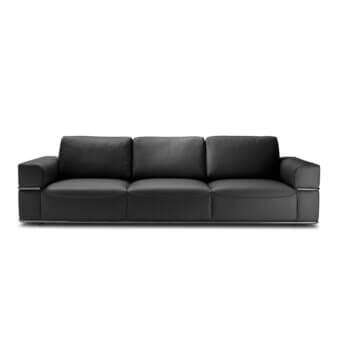 Elegant 4 Mariani Twibe sofa with distinctive metal structure and sleek black upholstery exhibiting refined stitching