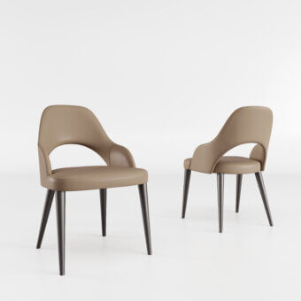 Superior Bizzotto Italia Nest chair with sumptuous tan leather upholstery and ‘Canna di Fucile’ gunmetal legs