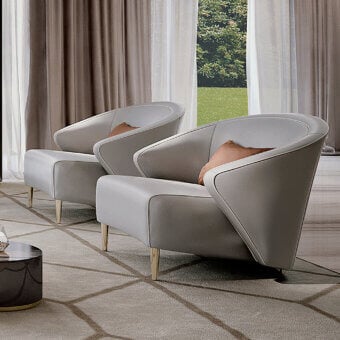 Elegant Bizzotto Italia Wave lounge chair with light gray synthetic leatherette upholstery and natural finish wooden legs