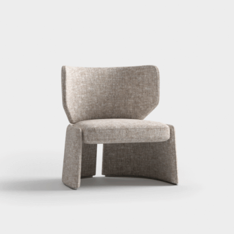 Sophisticated CPRN Homood Emilia lounge chair fully upholstered in light beige fabric with matte finish