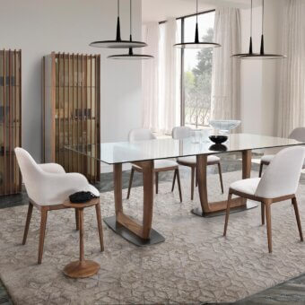 Distinguished Pacini & Cappellini Henry side table crafted in solid Canaletto walnut with a smooth matte finish
