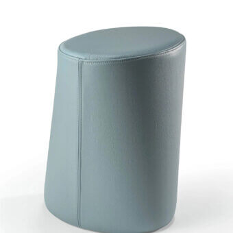 Exclusive Reflex Smurph ottoman crafted in light blue synthetic material resembling leather with smooth matte finish