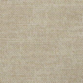 Beige textile sample “214 sandstone” displays a dense, rectilinear weave with creamy off-white warp and sandy beige weft threads.