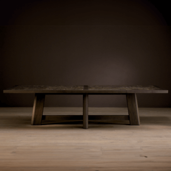 Exceptional Bellavista Mesamagna table built in Italian poplar veneered with walnut, displaying a dark brown matte finish