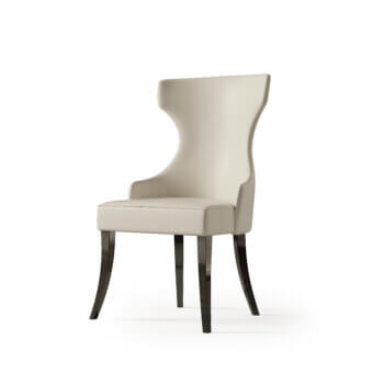 Exceptional Bizzotto Italia Hug chair crafted in smooth off-white leather with lacquered metal legs