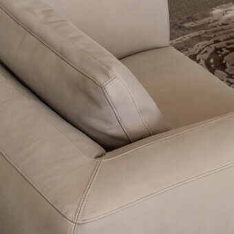 Exceptional Bizzotto Italia Kumo lounge chair with smooth light beige fabric and lacquered metal structure