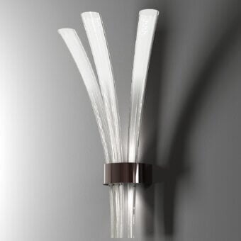 Captivating Italamp Pulsa wall lamp with three gracefully curved fluted blown glass diffusers in white and iron grey metal structure