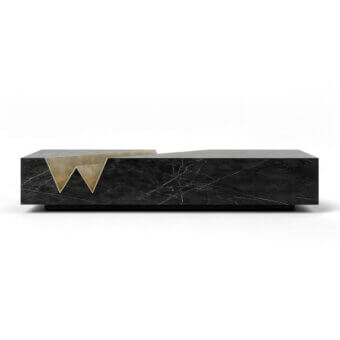 Sophisticated WAYNE Enterprises WE-004 coffee table crafted in black marble with white veining and lacquered base