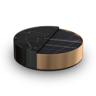 Superior WAYNE Enterprises WE-034 coffee table with black marble top and lacquered base crafted in Italy