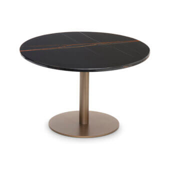 Superior WAYNE Enterprises WE-037 side table with dark marble top and sleek metal cylindrical pedestal