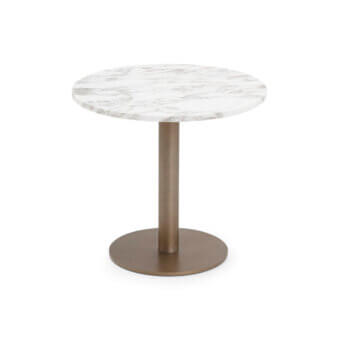 Distinguished WAYNE Enterprises WE-037 side table with white marble-patterned top and bronze-colored metal base crafted in Italy