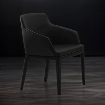 Distinctive WAYNE Enterprises WE-063 armchair with sleek black synthetic upholstery and matte finish