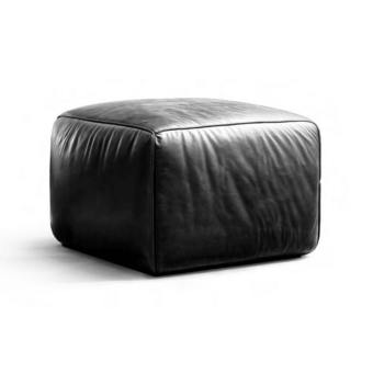 Distinguished Wayne Enterprises WE-144 ottoman crafted in black leather with a matte finish