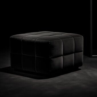 Superior WAYNE Enterprises WE-145 ottoman with dark plush textile upholstery and lacquered quilted top