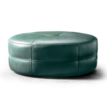 Superior Wayne Enterprises WE-147 ottoman crafted in premium leather with a lacquered base and segmented panels