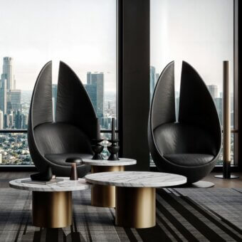 Elegant WAYNE Enterprises WE-160 side table with white marble top and glossy gold metal base