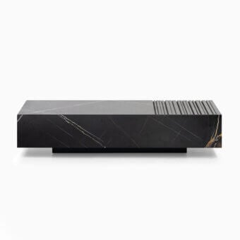 Superior WAYNE Enterprises WE-172 coffee table with glossy marble surface and engraved details in a lacquered base
