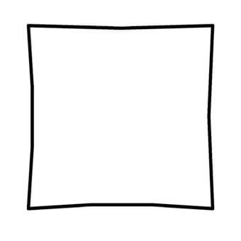 Irregular square outline against white backdrop, featuring a consistent dark stroke and slightly undulating edges, creating a hand-drawn aesthetic.