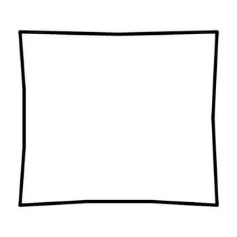 Square pillow, white fill, hand-drawn outline, sans-serif text “ge004k in feather” below, plain white background, soft appearance.