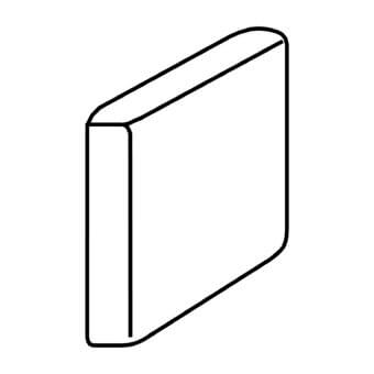 Minimalist line drawing of a closed hardcover book with rounded corners, featuring a white background and simple vertical spine.