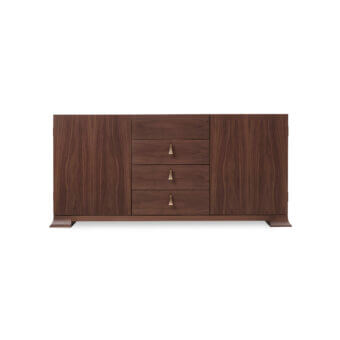 Elegant Bellavista London sideboard with walnut veneer and maple interior in a smooth matte lacquer finish