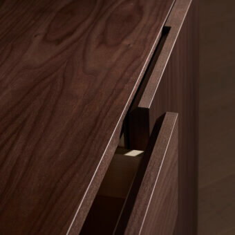 Meticulous Bellavista London sideboard crafted with oak veneer and natural maple in a dark brown finish