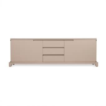 Distinguished Bellavista Madia sideboard with light beige matte lacquered finish and brass hinges built with Italian poplar