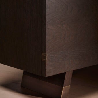Elegant Bellavista Madison sideboard built from walnut wood with brass accents and a dark brown finish