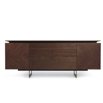Elegant Bellavista Philippe sideboard crafted with walnut veneer, solid wood and bronzed glass shelves in a matte finish