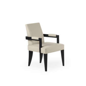 Exceptional Bellavista Bristol armchair with light beige upholstery, dark beechwood legs and brass accents