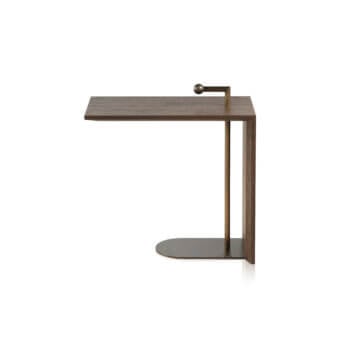 Exceptional Bellavista Don Pedro side table with solid oak structure and hammered brass handle
