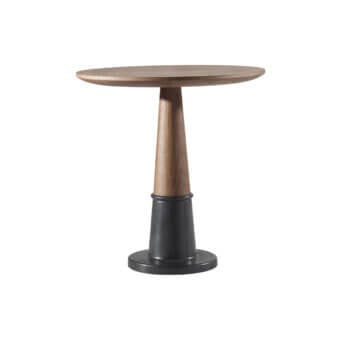 Distinguished Bellavista Filiberto side table with brushed solid oak top and dark matte cast brass base