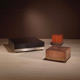 Distinguished Bellavista coffee table crafted with dark wood veneer and a brushed brass bottom strip with hexagonal bolts