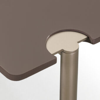 Captivating Turri Zero coffee table with a lacquered brown tabletop and light beige metal base