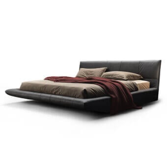Superior WAYNE Enterprises WE-021 bed with full leather upholstery and sleek rectangular form crafted in Italy