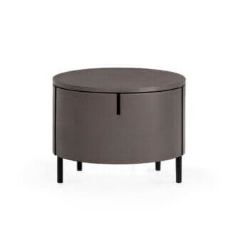 Elegant WAYNE Enterprises WE-023 nightstand with lacquered structure and black metal legs in matte dark gray finish