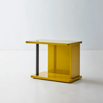 Exceptional Bolzan Letti Dominic side table in yellow lacquered HDF with smooth painted finish, embodying quality craftsmanship