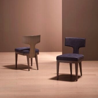 Superior Bellavista Kate chair with curved Italian poplar wood, dark upholstery and solid stained ashwood legs