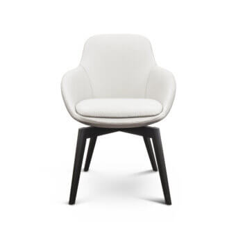 Distinguished Formitalia Downtown armchair upholstered in smooth white premium leather with dark wood veneer legs