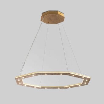 Captivating Stillux Otto suspension lamp with a heptagonal ring crafted from hammered metal and integrated warm light sources