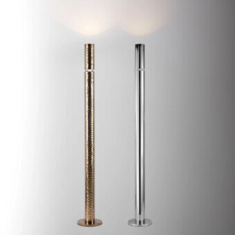 Superior Stillux Shadows floor lamp with graceful tubular metal structure and refined transparent crystal detail in chrome finish