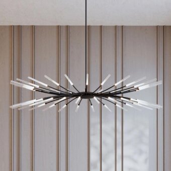 Distinguished Stillux Twig suspension lamp with dark metal arched arms and transparent frosted glass diffusers