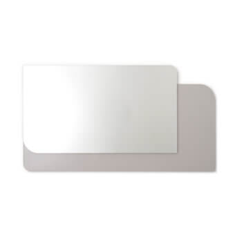 Elegant Turri Soul mirror with rounded corners and glossy monochrome lacquered polyester in white, built with a clear upper panel