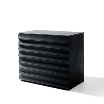 Exceptional Bolzan Letti Rideaux dresser crafted in ash wood with undulating drawer fronts and dark matte finish