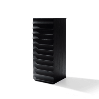 Superior Bolzan Letti Rideaux dresser in ash wood with stacked drawers and a matte black finish