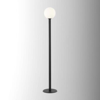 Distinguished Stillux Balloons floor lamp with matte white glass lampshade and slender matte black metal stem
